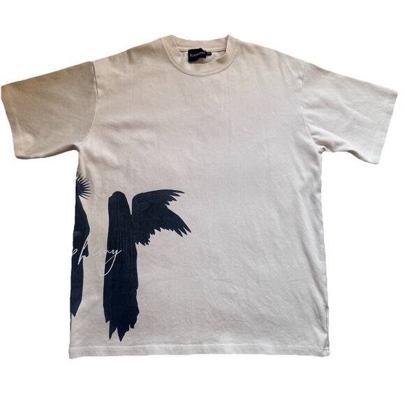 Blasphemy NYC Cream Angels Graphic T-Shirt 2XL Oversized Streetwear Gothic Tee - Picture 2 of 11